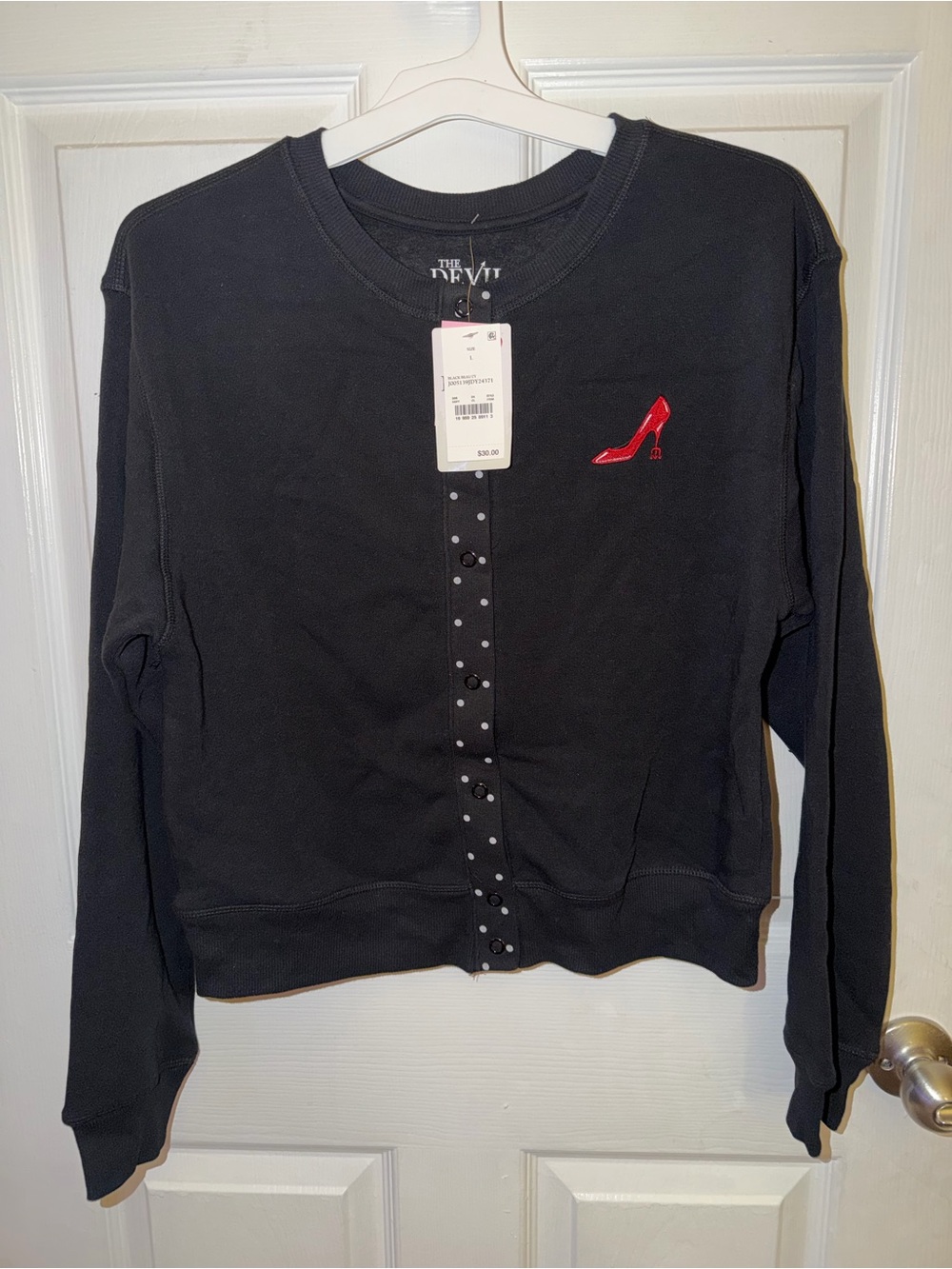 black The Devil Wears Prada Character Graphic Cardigan Sz large NWT